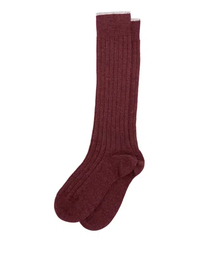 Brunello Cucinelli Men Rib Knit Socks In Red
