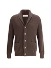 Brunello Cucinelli English Ribbed Knit Cardigan In Brown