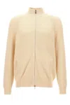 Brunello Cucinelli Ribbed Cardigan Sweater, Cardigans White In White