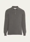 Brunello Cucinelli Ribbed Cashmere Half-zip Sweater In Gray