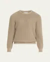 Brunello Cucinelli Men's Ribbed Cotton Crewneck Sweater In C2455 Khaki