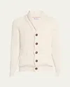 Brunello Cucinelli Men's Ribbed Cotton Shawl Cardigan In White