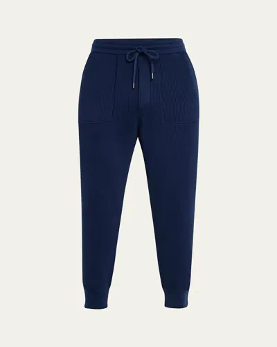 Brunello Cucinelli Men's Ribbed Cotton Sweatpants In Galaxy