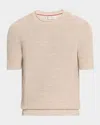 Brunello Cucinelli Men's Ribbed Linen And Cotton Short-sleeve Crewneck Sweater In Brown