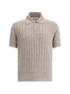 Brunello Cucinelli Men Ribbed Polo Shirt In Brown