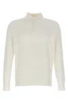 Brunello Cucinelli Ribbed Long Sleeve Polo Shirt In White