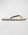 BRUNELLO CUCINELLI MEN'S RIBBON AND LEATHER FLIP-FLOPS