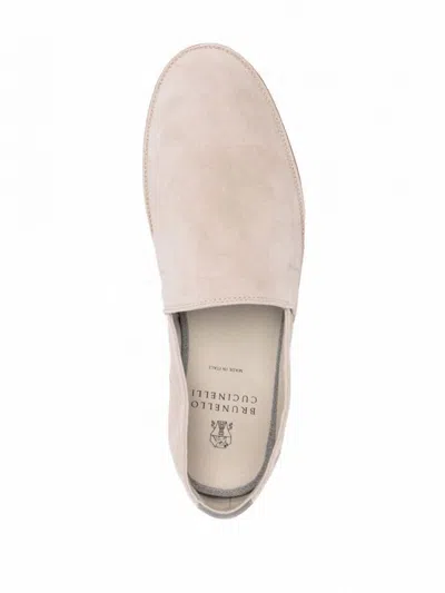 Brunello Cucinelli Men's Hybrid Venetian Suede Slip-ons In Beige