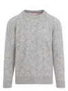 Brunello Cucinelli Geometric Alpaca Blend Sweater In Grey