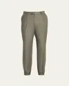 Brunello Cucinelli Men's Sage Chevron Linen Pants In Sage Green