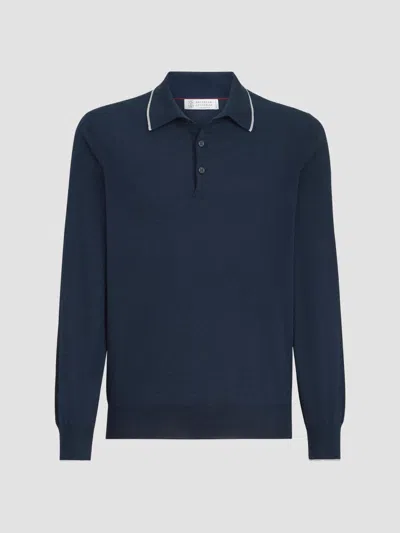 Brunello Cucinelli Sea Island Cotton And Cashmere Lightweight Knit Polo In Multi