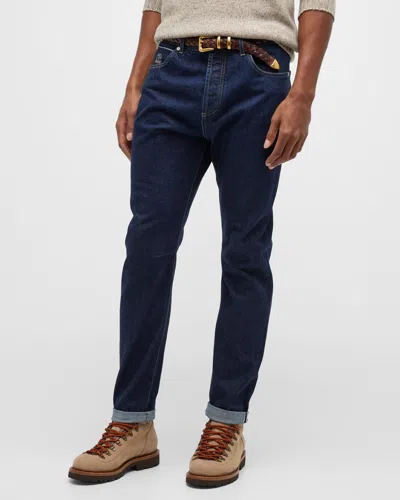 Brunello Cucinelli Men's Selvedge Denim 5-pocket Jeans In C1478 Dark Denim