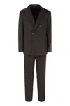 Brunello Cucinelli Men's Set With Chest And Half Jacket And Leisure-fit Trousers With Pleats In Dark Brown