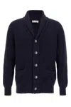 Brunello Cucinelli Shawl-collar Ribbed Cotton Cardigan In Blue