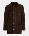 Brunello Cucinelli Men's Shearling Lined Button-front Parka In Brown