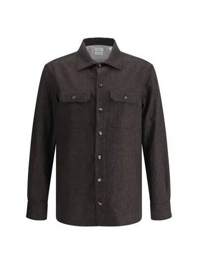 Brunello Cucinelli Men Shirt In Brown