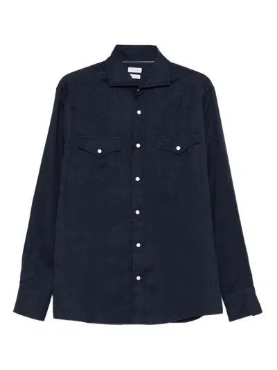 Brunello Cucinelli Breast-pocket Shirt In Black