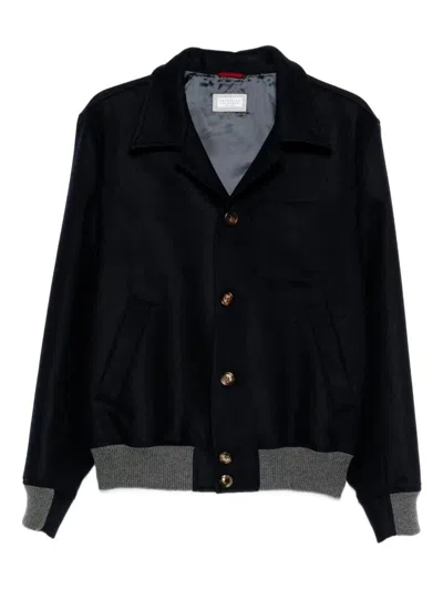 Brunello Cucinelli Men Shirt-style Bomber Jacket In Multi