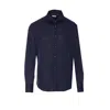 Brunello Cucinelli Button-down Cotton Blend Shirt With Straight Hem In Blue