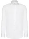 Brunello Cucinelli Spread-collar Long-sleeve Shirt In White