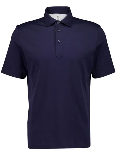 Brunello Cucinelli Men Short Sleeve Polo In Multicolor