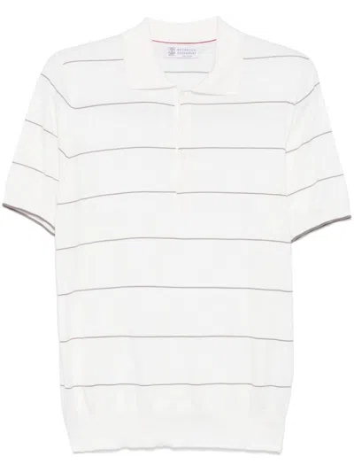 Brunello Cucinelli Men Short Sleeve Polo-neck Sweater In Multicolor