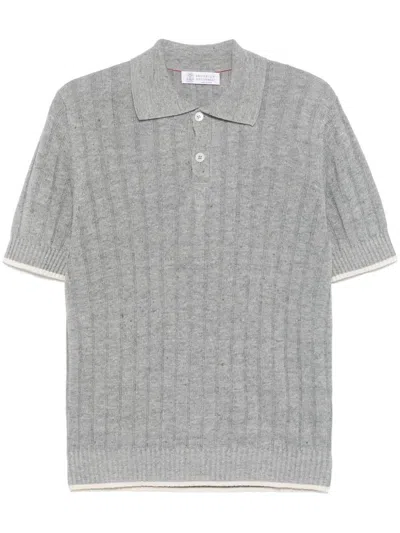 Brunello Cucinelli Men Short Sleeve Polo-neck Sweater In Multicolor