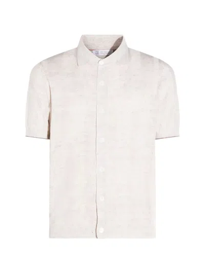 Brunello Cucinelli Men's Short Sleeve Shirt - Ss26 Collection In White