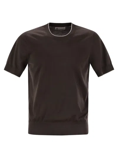 Brunello Cucinelli Men Short-sleeved Cotton Jersey In Brown