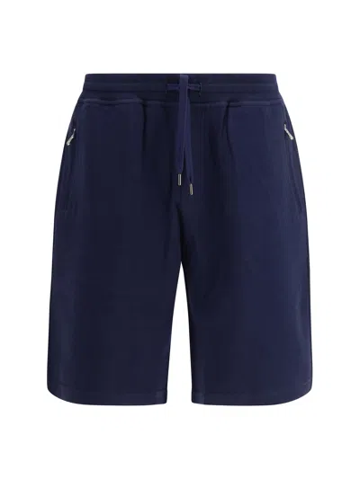 Brunello Cucinelli Men Shorts In Cotton Cashmere And Silk In Blue