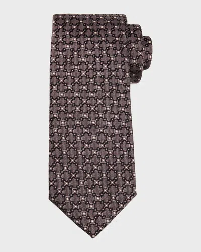 Brunello Cucinelli Men's Silk And Cotton Jacquard Tie In Brown