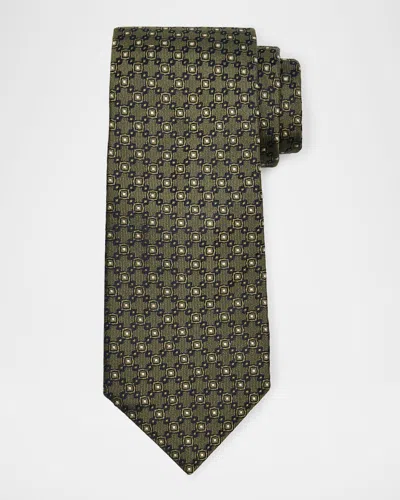 Brunello Cucinelli Men's Silk And Cotton Jacquard Tie In Green