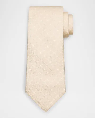 Brunello Cucinelli Men's Silk And Cotton Jacquard Tie In White