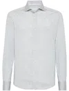 Brunello Cucinelli Men Silk And Cotton Jersey Shirt With Spread Collar In Multicolor
