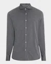 Brunello Cucinelli Men's Silk And Cotton Jersey Sport Shirt In Gray