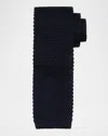 Brunello Cucinelli Men's Silk And Cotton Knitted Tie In Blue