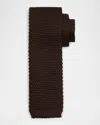 Brunello Cucinelli Men's Silk And Cotton Knitted Tie In C2219 Dark Brown