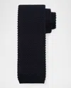 Brunello Cucinelli Men's Silk And Cotton Knitted Tie In Navy