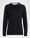 Brunello Cucinelli Men Crew-neck Cotton Jersey T-shirt With Long Sleeves In Black