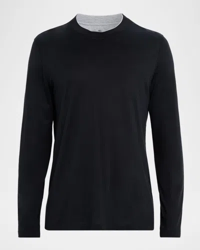 BRUNELLO CUCINELLI MEN'S SILK AND COTTON LONG-SLEEVE T-SHIRT