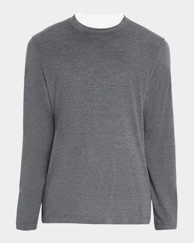 BRUNELLO CUCINELLI MEN'S SILK AND COTTON LONG-SLEEVE T-SHIRT