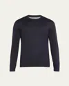 Brunello Cucinelli Men's Silk And Cotton Long-sleeve T-shirt In Navy