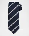 Brunello Cucinelli Striped Silk Necktie In Blue