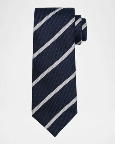 BRUNELLO CUCINELLI MEN'S SILK AND COTTON REGIMENTAL STRIPE TIE