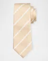 Brunello Cucinelli Men's Silk And Cotton Regimental Stripe Tie In Sand And Panama