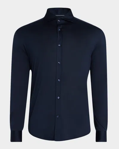 BRUNELLO CUCINELLI MEN'S SILK AND COTTON SPORT SHIRT