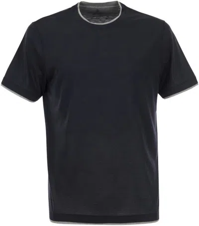 BRUNELLO CUCINELLI MEN'S SILK AND COTTON T-SHIRT