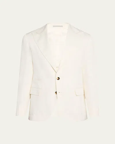 BRUNELLO CUCINELLI MEN'S SILK AND LINEN GABARDINE SPORT COAT
