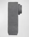 Brunello Cucinelli Men's Silk-cotton Knit Tie In Dark Grey