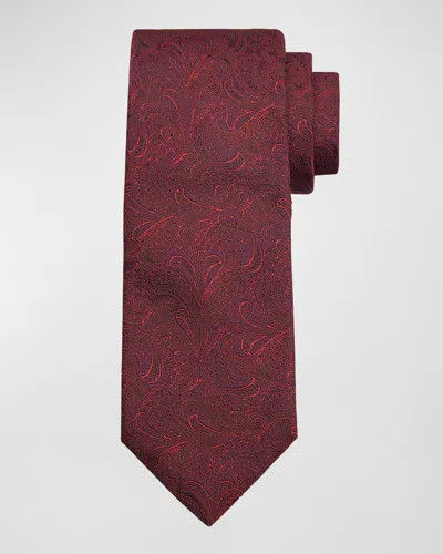 Brunello Cucinelli Men's Silk-cotton Tonal Paisley Tie In C9615 Coral